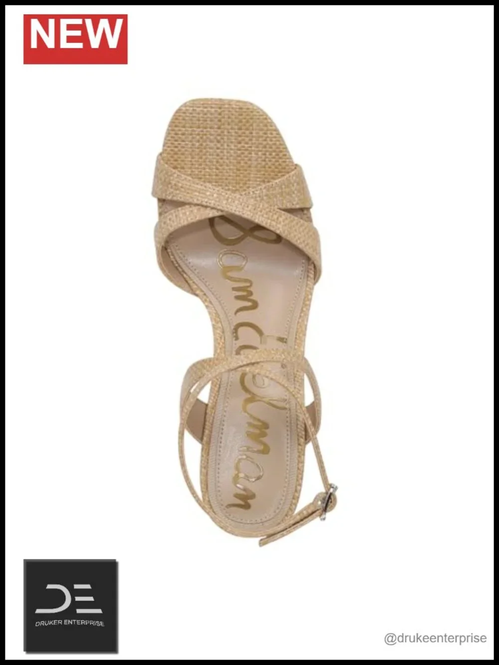 Sam Edelman Davi Wedge Sandals - Faux Raffia, Ankle Strap, 3